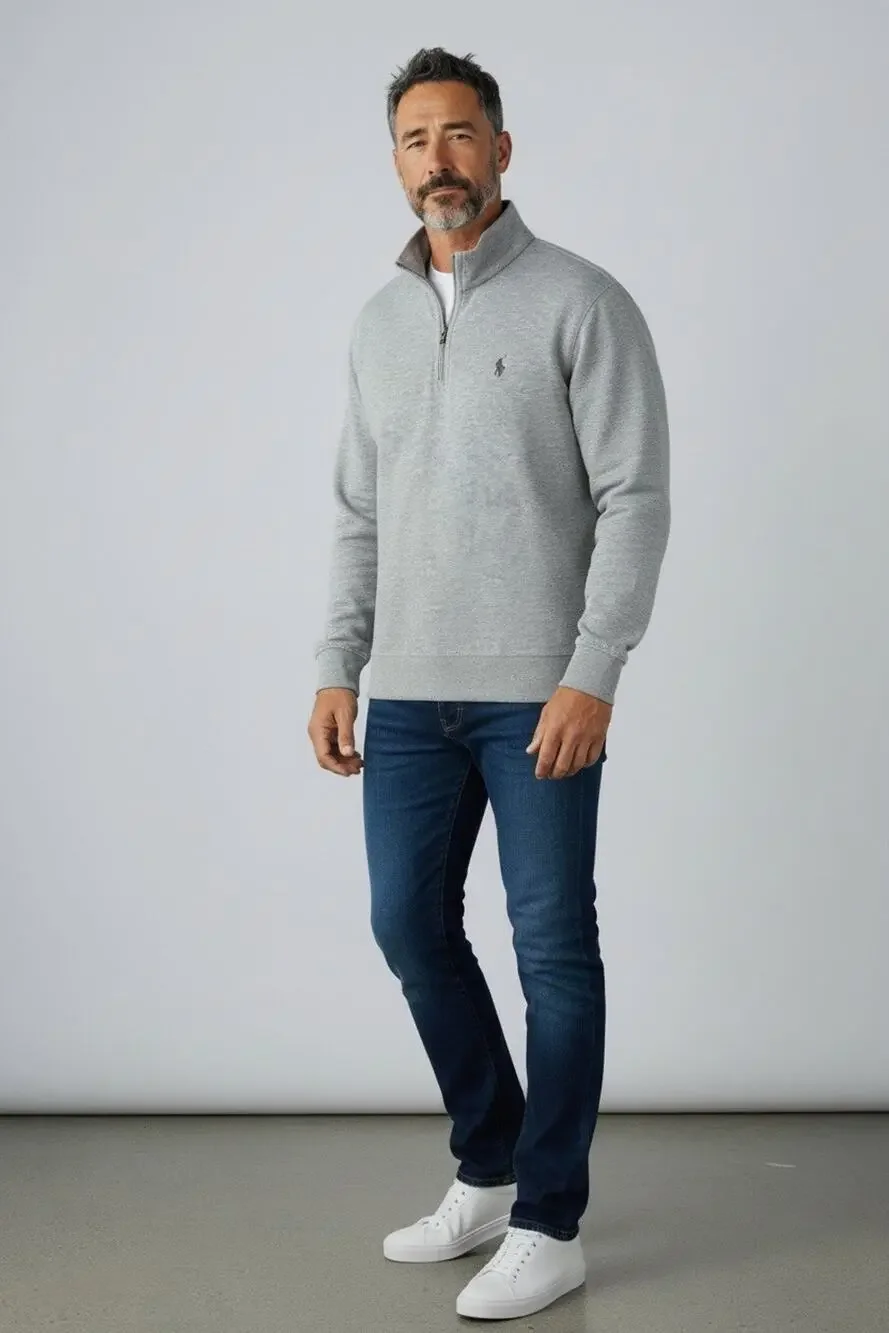 Polo Ralph Lauren Men’s Gray 1/4 Zip Mock Neck Knit Sweater Pullover M